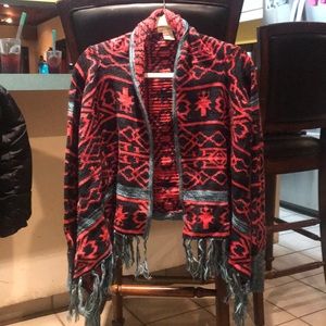 Pink & blue toned santa fe wrap sweater